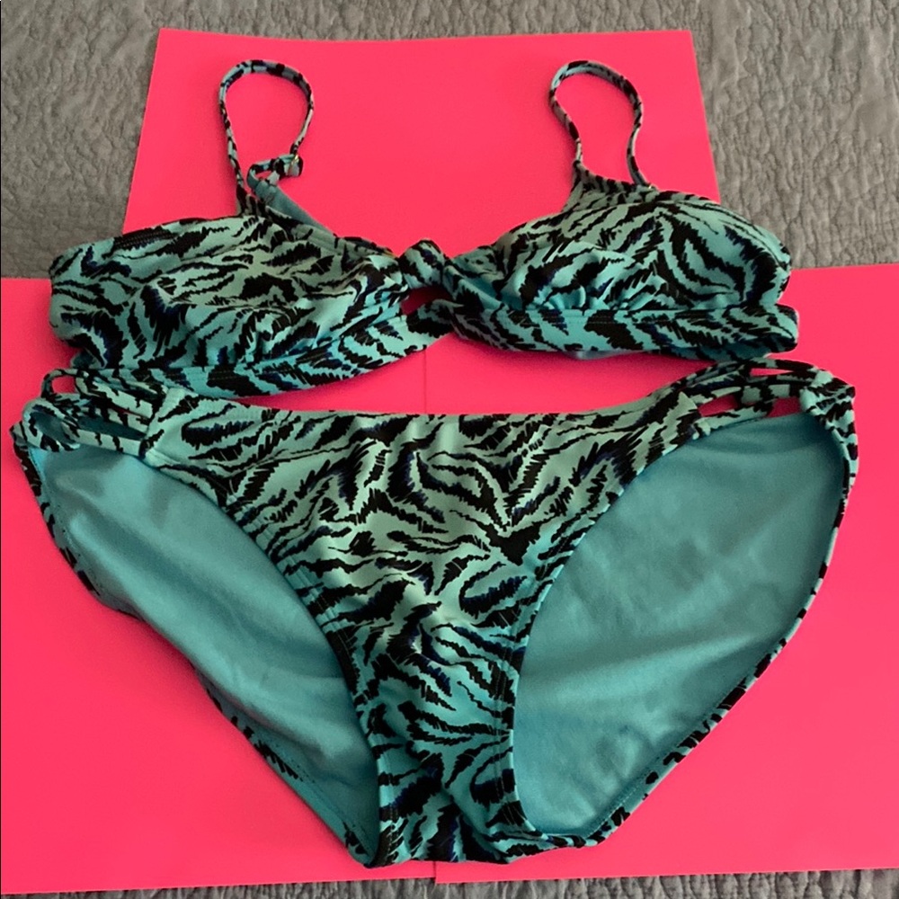 Turquoise and Black Zebra Print Bikini by Endless Waves.